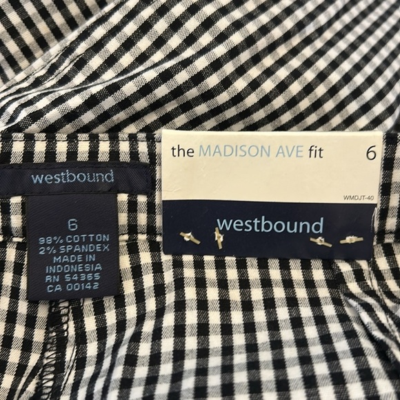 Westbound black white checkered Madison Ave capri pants Size 6 New - Picture 7 of 8